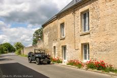 75th anniversary of D-Day - Classic Car Road Trip through Normandy during the celebrations of the 75th anniversary of D-Day: Our Ford GPW Jeep in front of a row of...