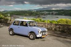 Ireland 2017 - A Classic Car Road Trip from the Netherlands to Ireland in Mini Authi: On our way to the ferry, the Menai Suspension Bridge in the...
