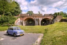 Ireland - Classic Car Road Trip: Our Classic Mini&nbsp;in front of Fort Amherst in Chatham, on the Medway in Kent. The fort was built to defend Chatham...