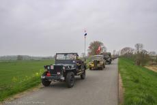 Commemoration Operation Quick Anger 2018 - Westervoort, Operation Quick Anger&nbsp;Commemoration and Memorial Tour 2018:&nbsp;A convoy of WWII military vehicles driving on the narrow dyke...