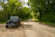 75th anniversary of D-Day - Classic Car Road Trip Normandy, 75 years after D-Day: A Ford GPW Jeep driving along one of the holloways, or sunken lanes in Normandy. During the...