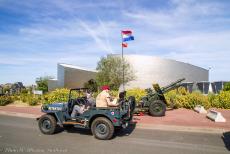Normandy, 75 years after D-Day - Travelling in a Ford GPW Jeep through Normandy: A 1942&nbsp;Ford GPW Jeep in front of the Juno Beach Centre in Courseulles-sur-Mer. The Juno Beach...