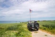 Normandy, 75 years after D-Day - Travelling in a Ford GPW Jeep through Normandy, 75 years after D-Day: Our Jeep on a plateau overlooking Gold Beach&nbsp;at Arromanches-les-Bains,...