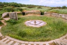 Normandy, 75 years after D-Day - Memorial tour in a Ford Jeep through Normandy, 75 years after D-Day:&nbsp;The remains of an open concrete gun pit at Pointe du Hoc. This German...