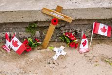 Normandy, 75 years after D-Day - Memorial tour through Normandy, the 75th anniversary of&nbsp;D-Day:&nbsp;A small Remembrance Poppy Cross&nbsp;placed in front of Canada...