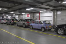 IMM 2019 Bristol - Classic Car Road Trip: A New Mini and our own 1974 Mini Authi aboard the ferry. After visiting England and the town of Bristol...