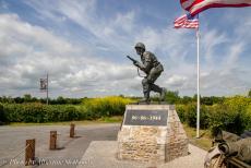 80th anniversary of D-Day - Normandy 2024, 80 years after D-Day: Along the road from Sainte-Marie-du-Mont to Utah Beach stands a monument in memory of Dick Winters,...