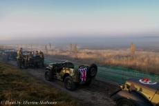 80th anniversary of the Battle of Arnhem - Classic Car Road Trip, 80th Anniversary of the Battle of Arnhem: Several WWII military vehicles on a sand road along the Ginkel...