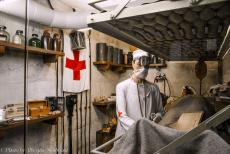 Normandy 2014 - Classic Car Road Trip Normandy: The sick bay inside Le Grand Bunker, the Atlantic Wall Museum in Ouistreham. The interior of the...