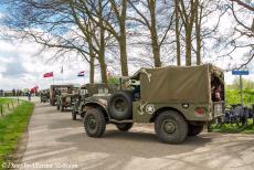 Operation Cannonshot Memorial Tour 2018 - Operation Cannonshot Memorial Tour 2018: A convoy of military historic vehicles of the Second World War driving on the narrow dyke...